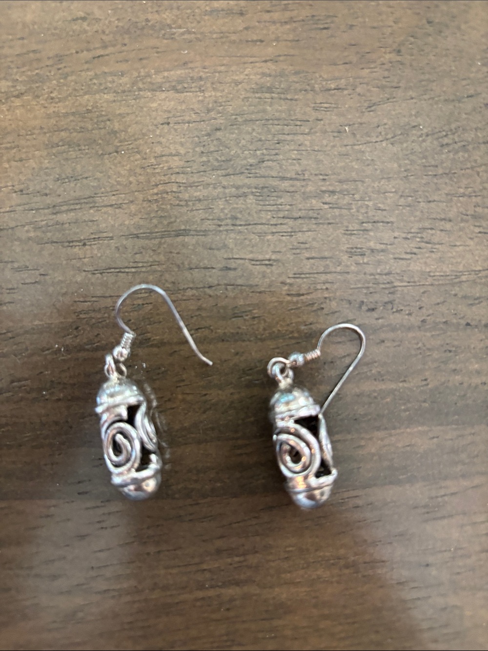 Sterling Silver scroll earrings with fish hook drop